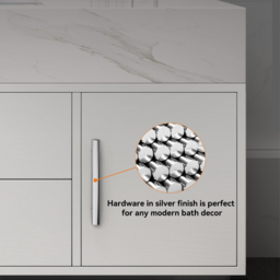 Modern 1000mm White Floating Bathroom Vanity Set with Silver Handle Stone Top Wall Mounted Bathroom Cabinet - thumbnail 8