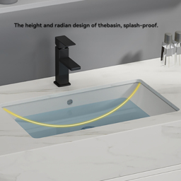Modern 1000mm White Floating Bathroom Vanity Set with Silver Handle Stone Top Wall Mounted Bathroom Cabinet - thumbnail 7