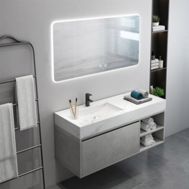 1200mm Grey and White Floating Bathroom Vanity with Top and Single Basin Storage Door