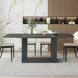 2000mm Modern Rectangle Stone Dining Table in Black
