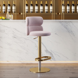 Modern Swivel & Adjustable Velvet Bar stools with Back Pink Counter Stool with Gold Base
