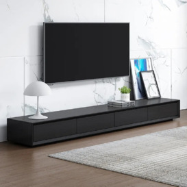 Modern 2200mm Black TV Stand Rectangle Media Console Wood with 4 Drawers