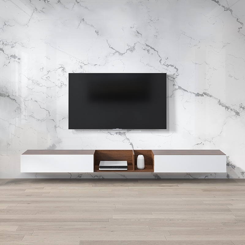 White Floating TV Stand Wall-Hung for TV Up to 2540mm