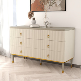 "1200mm Modern Dresser 6 Drawers Buffet Cabinet with Storage in Beige & Gray "