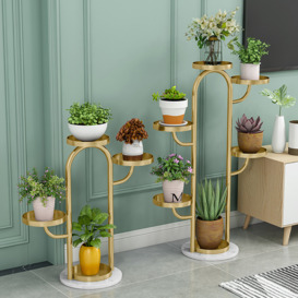 650mm/950mm Modern Tree-Shaped 4/6-Tiered Plant Stand in Gold (Set of 2) for Living Room