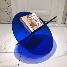 400mm Modern Acrylic Standing Magazine Rack in Blue for Living Room