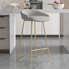 Modern Counter Stool PU Leather Upholstery Gold Finsh Counter Chair with Footrest