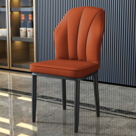 Orange Modern Dining Chair PU Leather High Back Upholstered Dining Chair (Set of 2)