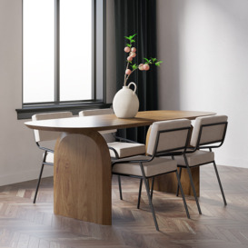 Tintica 1500mm Japandi Dining Table Solid Wood Top & Pedestals for 4