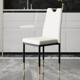 Modern Upholstered Dining Chair in Off-White (Set of 2) with Carbon Steel Legs