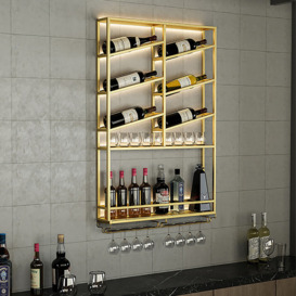 Industrial Wall Mounted Wine Rack with Bottle Rack -Gold