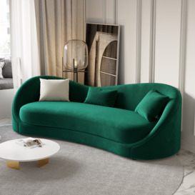 Luxury Green Velvet Upholstered Sofa 3-Seater Sofa Solid Wood Frame 2130mm Sofa