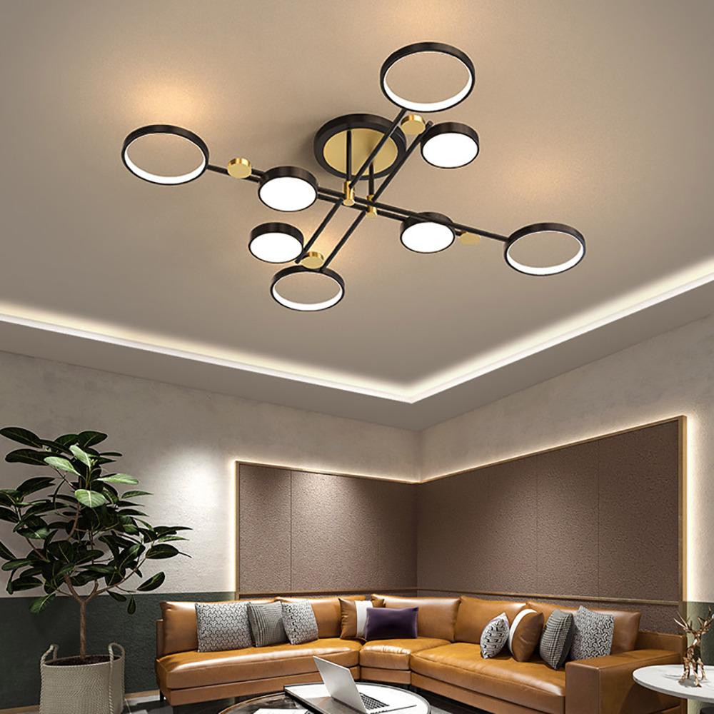 Nordic Style Semi Flush Mount Lighting Gold/Black Ceiling Light Fixture LED  Ring by Homary