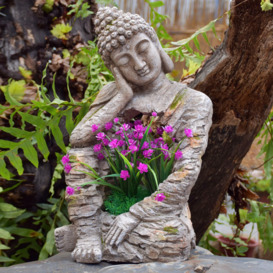 Outdoor Garden Sleeping Buddha Statue Sculpture Magnesium Oxide Flower Pot Planter Decor