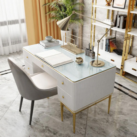 Bline Modern Executive Desk with Drawers in White