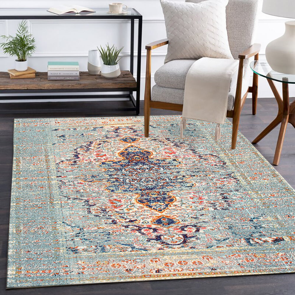 5' × 8' Traditional Style Multi-colored Rectangle Area Rug