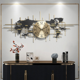 960mm Modern Metal Large Map Wall Clock Decor Creative Silent Clocks Art for Living Room
