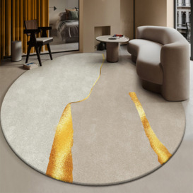 5' x 5' Circular Modern & Creative & Light Luxury Khaki & Yellow Area Rug Nylon Rug