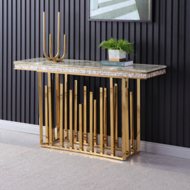 1500mm Modern Marble Console Table Narrow Hallway Table with Gold Stainless Steel Base