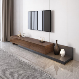 Fero Minimalist Retracted & Extendable 3 Drawers TV Stand in Walnut & Grey Up to 3048mm