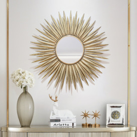 857mm Luxury Creative Gold Sunburst Large Metal Wall Mirror Decor Art for Living Room