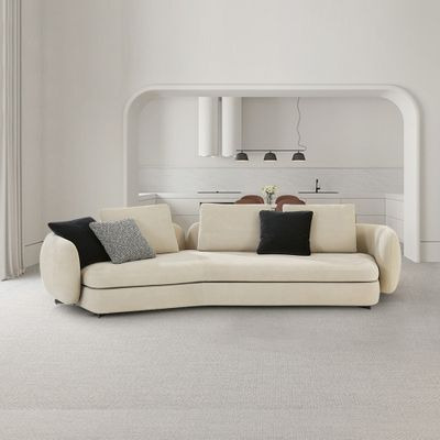 Glarc 3200mm Contemporary Beige Upholstered Sectional Sofa Extra Long with Black Legs
