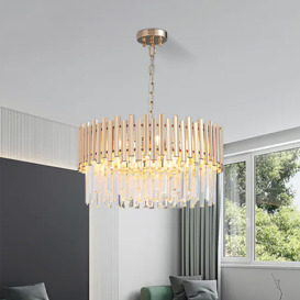 Tierizo Modern 9-Light Tiered Crystal Chandelier with Adjustable Chain in Gold