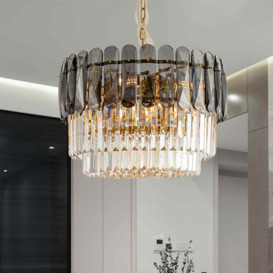 Sotter Contemporary 8-Light Crystal Tiered Chandelier in Brass & Grey