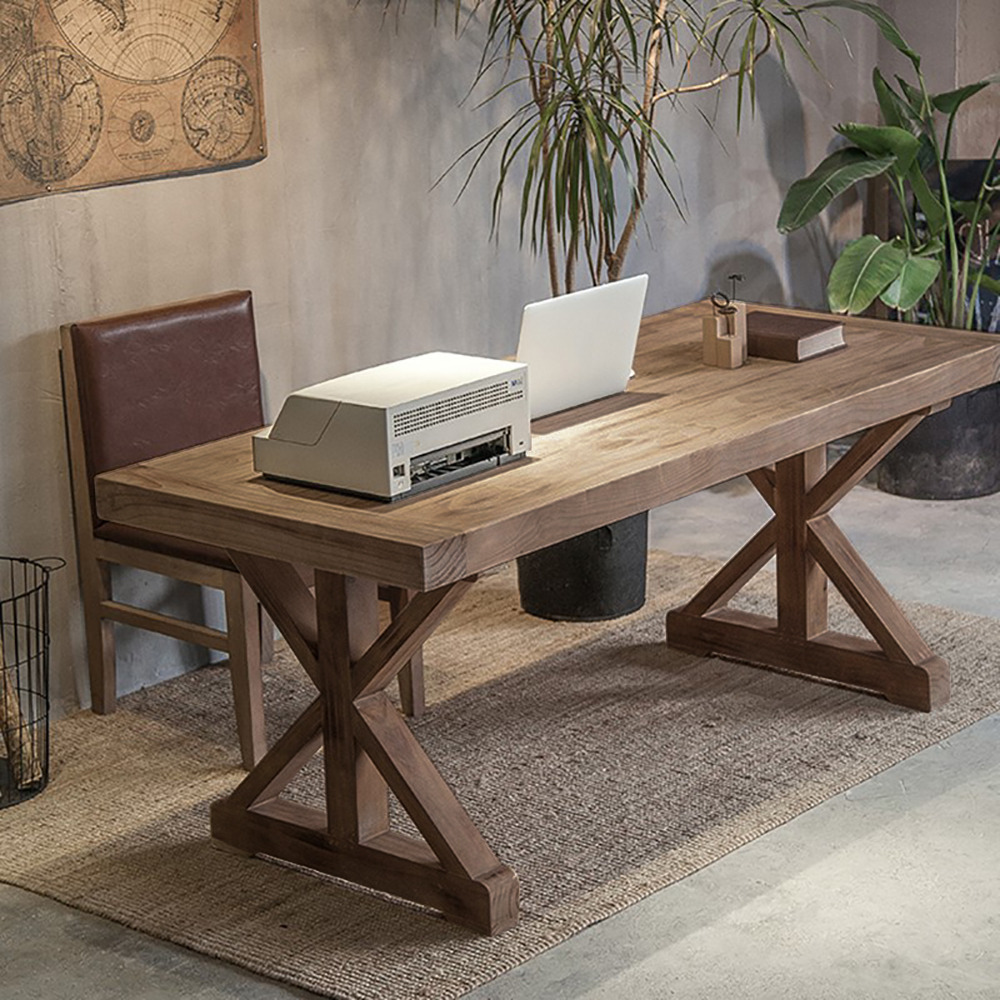 " 1500mm Farmhouse Wooden Standing Writing Desk in Natural Trestle "