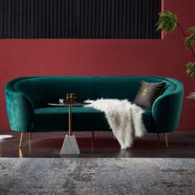 Velly Modern 2340mm Deep Green Velvet Sofa with Metal Legs
