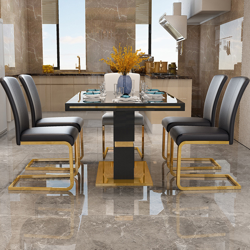 Dining Chairs Set Of 6, Modern Upholstered Pu Leather Kitchen Side Chairs Comfy Backrest
