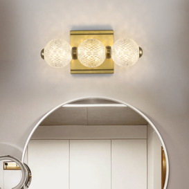 3-Light Clear Acylic Vanity Wall Light for Bathroom in Gold