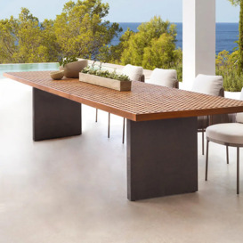 Modern 8 - Person Rectangle Teak Wood Outdoor Patio Dining Table in Natural & Grey
