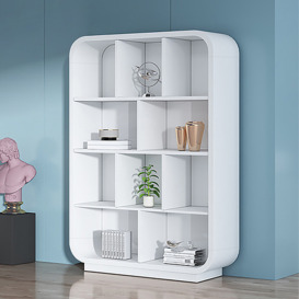 Chicent 2000mm Modern White Bookshelf 4-Tier Standard Bookcase with Rich Storage