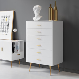 Narre Modern Wood Dresser with 4 Drawers in White Storage Chest for Bedroom