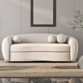 2080mm Modern White Teddy Velvet 3 Seaters Curved Sofa for Living Room