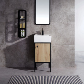 400mm Modern Natural Bathroom Vanity Set Ceramics Single Basin with Waste