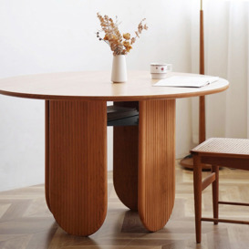 900mm Japandi Storage Dining Room Table Cherry Round Wood Table for 4 Person