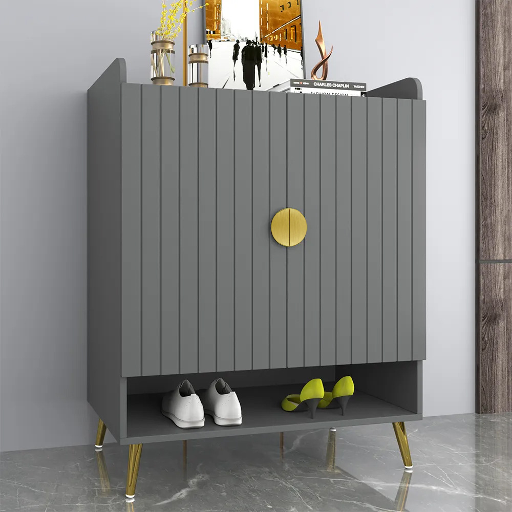 Yellar Nordic Grey Shoe Cabinet 5 Shelves Hallway Shoe Cabinet