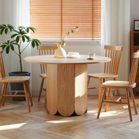 "900mm Japandi Round Small Dining Table 4-Person Natural Pine Wood "