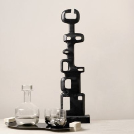 Modern Abstract Resin Sculpture Home Decorative Figurine Desk Decor Art in Black