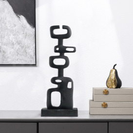 Modern Abstract Resin Sculpture Home Decorative Figurine Desk Decor Art in Black
