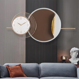 Modern Metal Large Wall Clock Round Oversized Decorative Wall Clocks in Brown