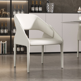 Modern White Faux Leather Dining Chair Open Back Dining Room Chairs (Set of 2)