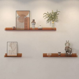 Set of 3 Brown Clear Wall-mounted Shelf Set 3-Piece Floating Shelf Set