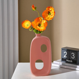 Modern Abstract Ceramic Table Flower Vase Handmade Home Decor Art in Pink