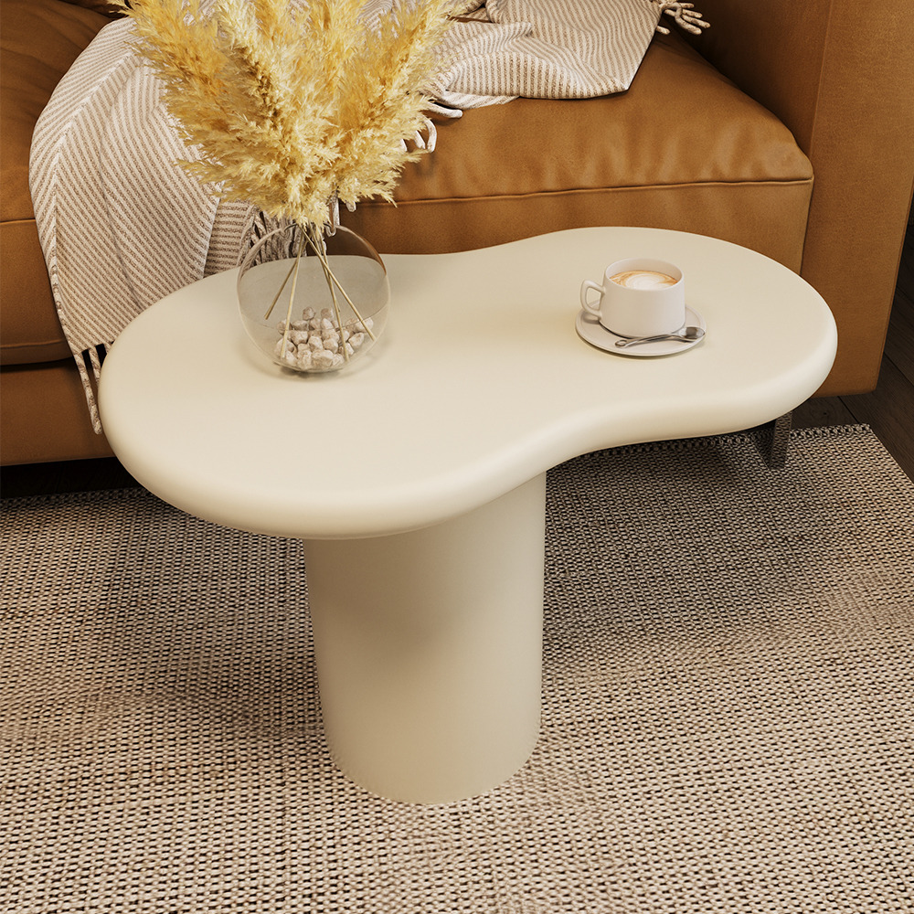 Abstract End table Cloud Shaped Side Table Wood Irregular in Beige