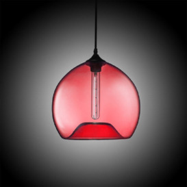 Modern Minimalist Glass 1-Light Bowl Shape Pendant Light  in Red Colour
