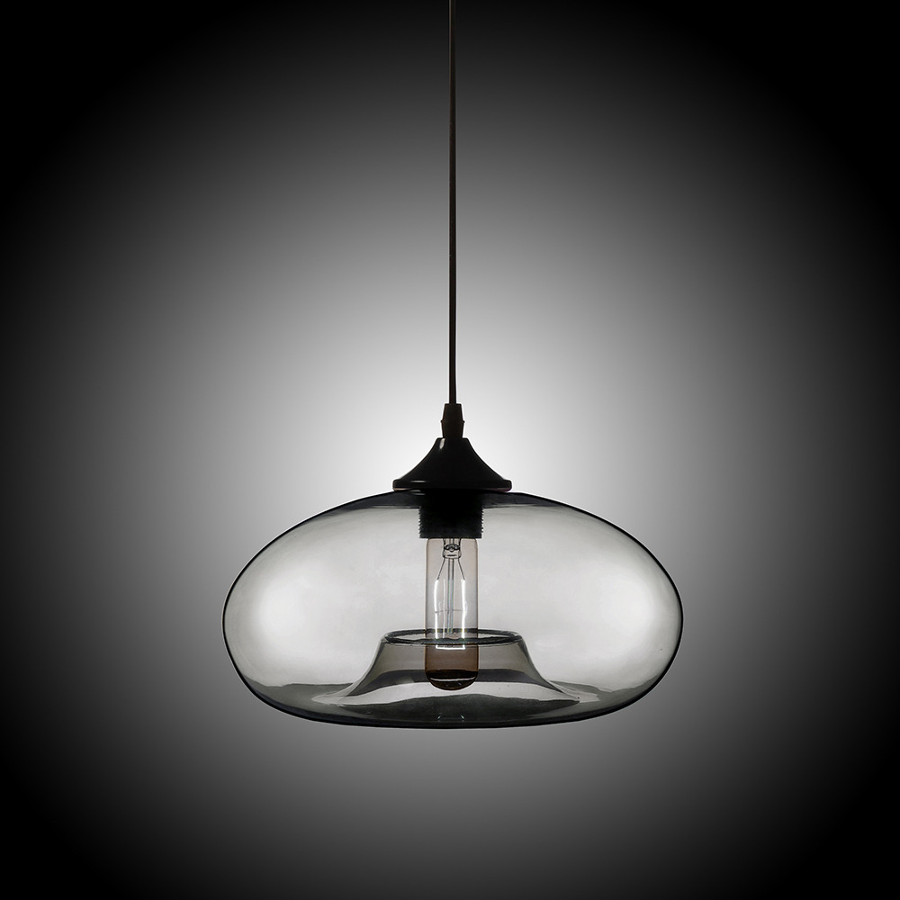 Modern 1-Light Ceiling Hanging Light Pendant Light Glass Shape in Grey Colour