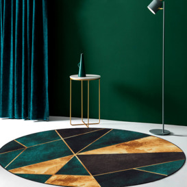 1200mm Modern Green Black and Gold Geometirc Round Indoor Area Rug Decorative Carpet